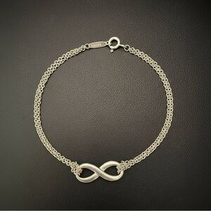 Tiffany & Co. Infinity Double Chain Bracelet 925 Sterling Silver – 7”